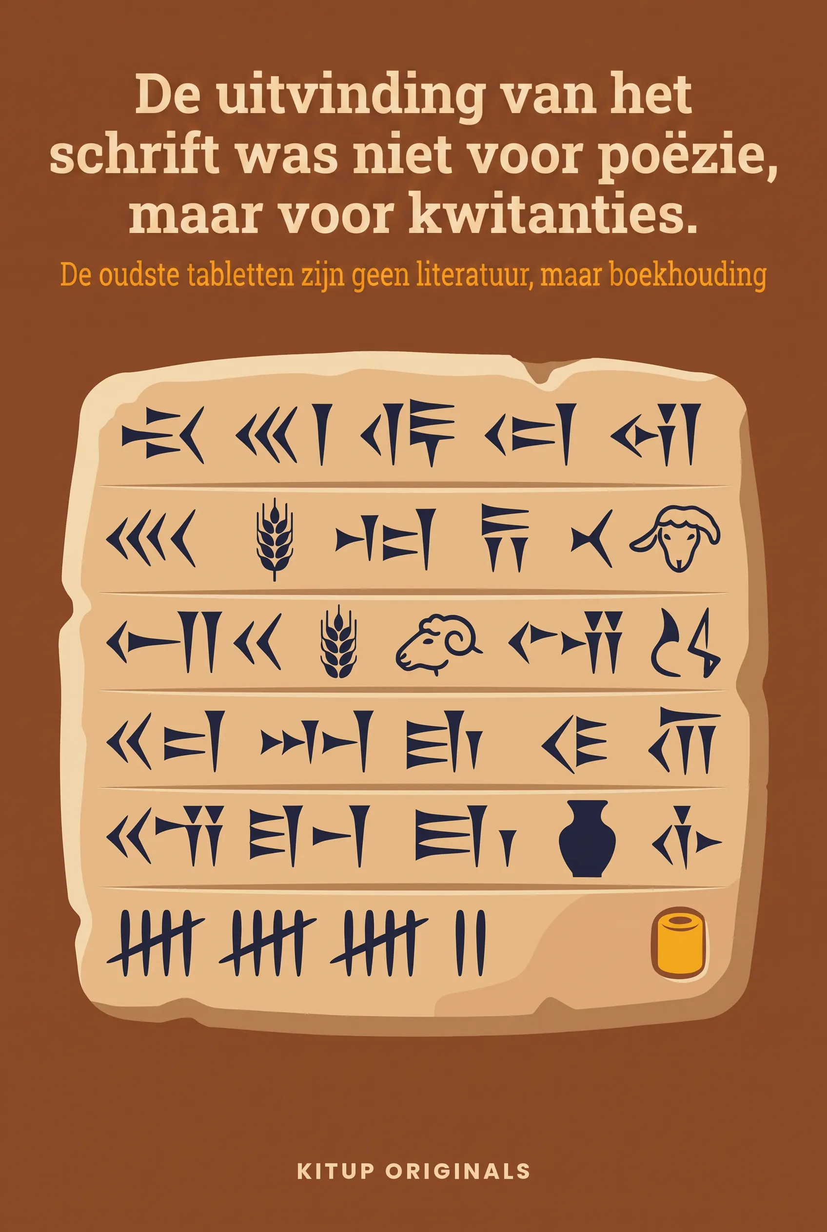 De uitvinding van het schrift was niet voor poëzie, maar voor kwitanties.
