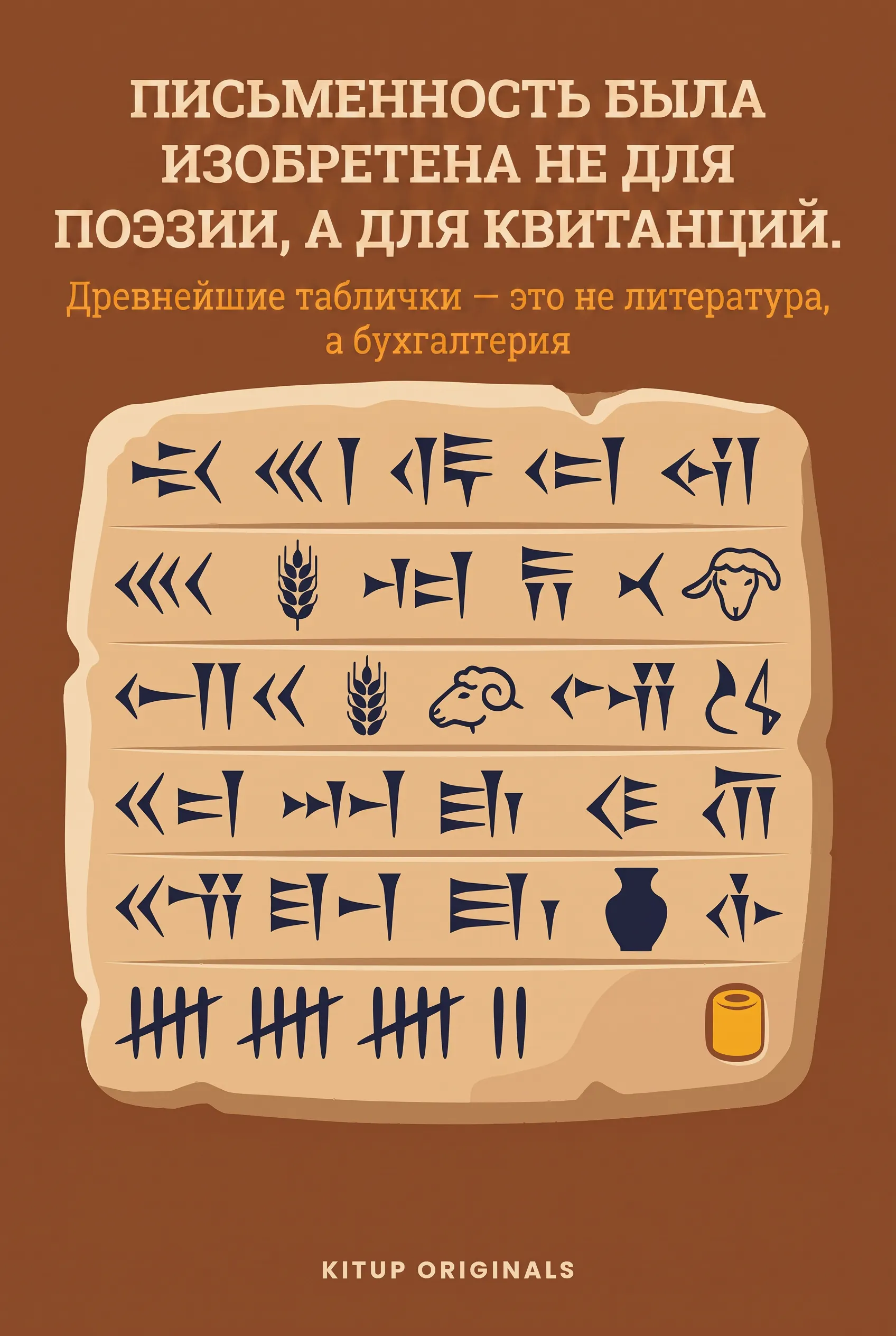 Письменность была изобретена не для поэзии, а для квитанций.