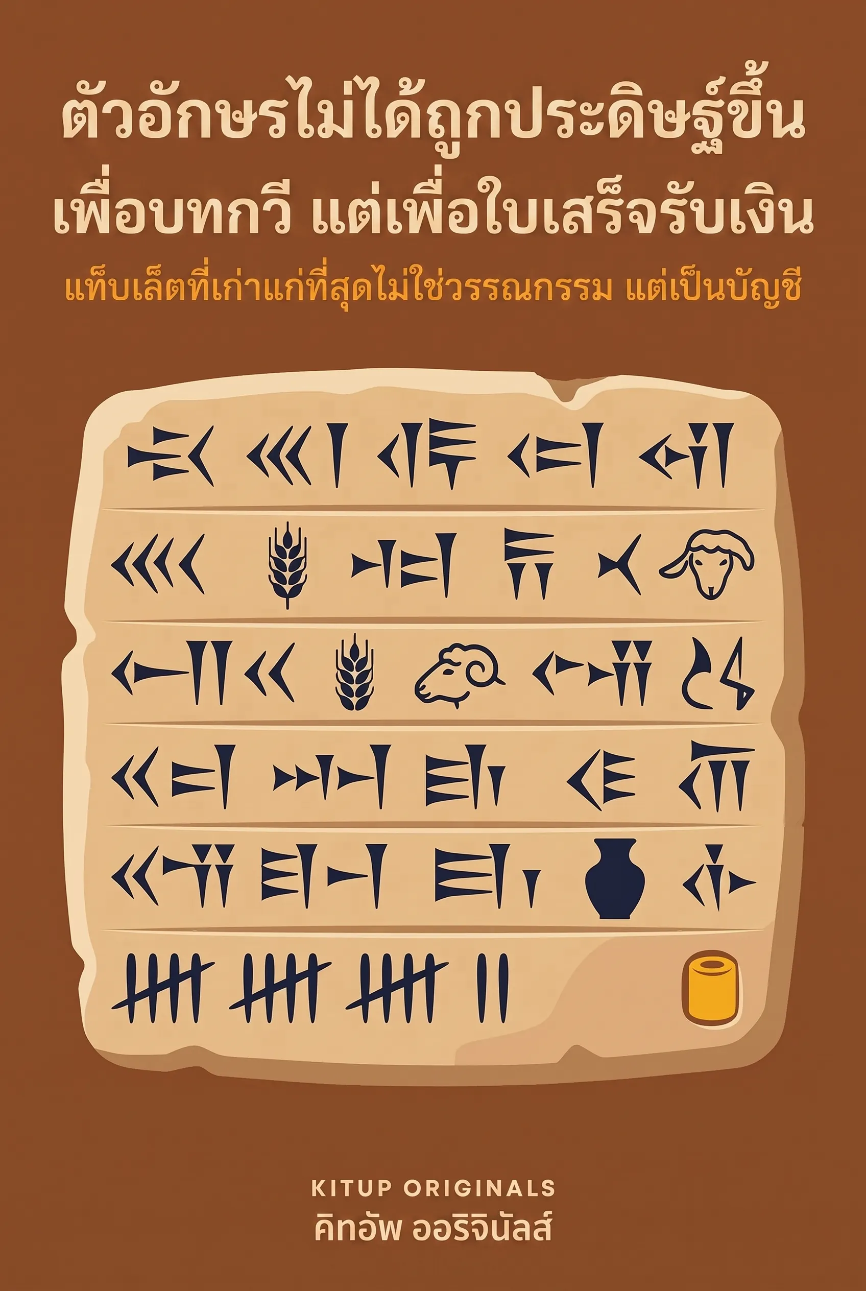 ตัวอักษรไม่ได้ถูกประดิษฐ์ขึ้นเพื่อบทกวี แต่เพื่อใบเสร็จรับเงิน
