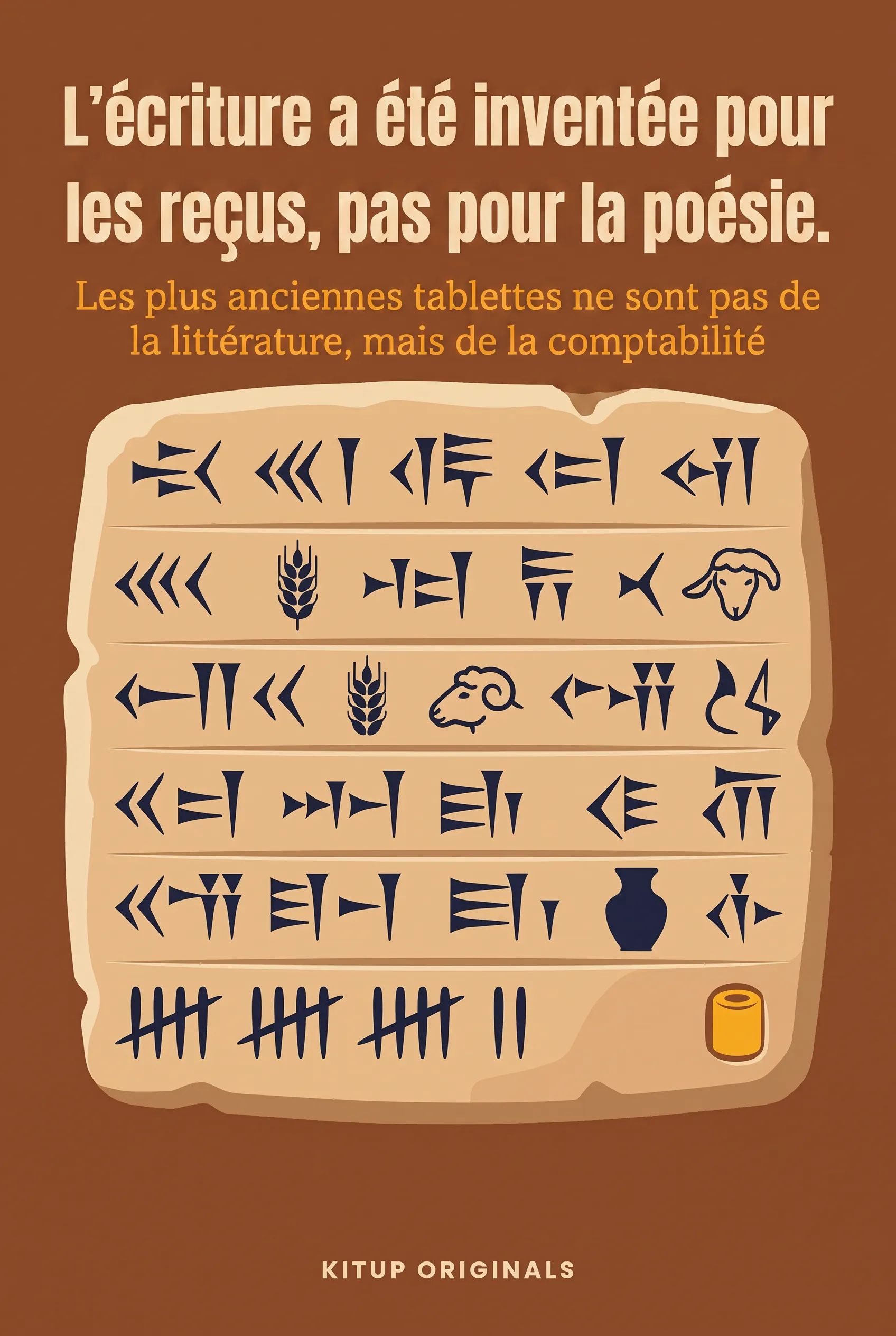 L'écriture a été inventée pour les reçus, pas pour la poésie.