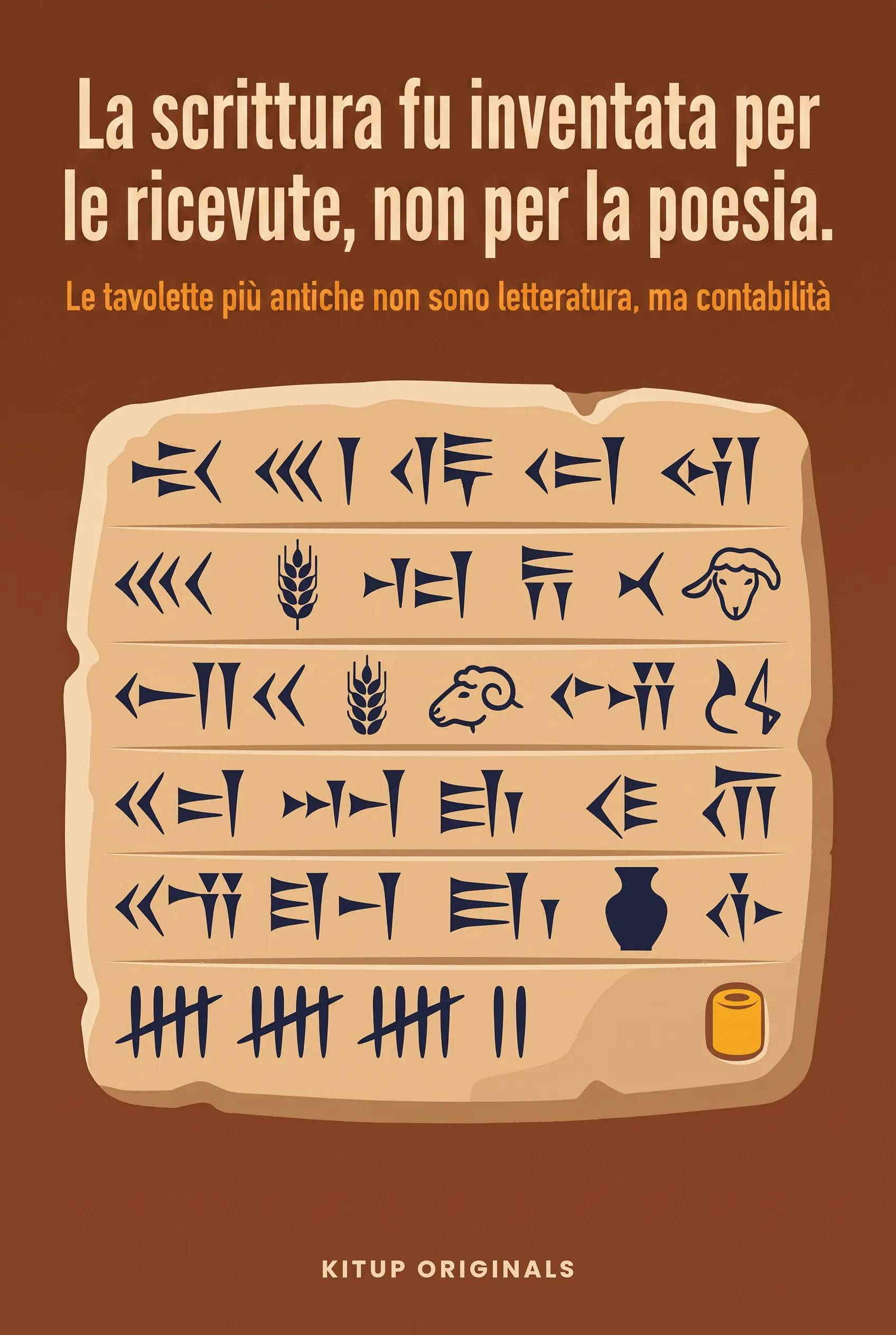 La scrittura fu inventata per le ricevute, non per la poesia.